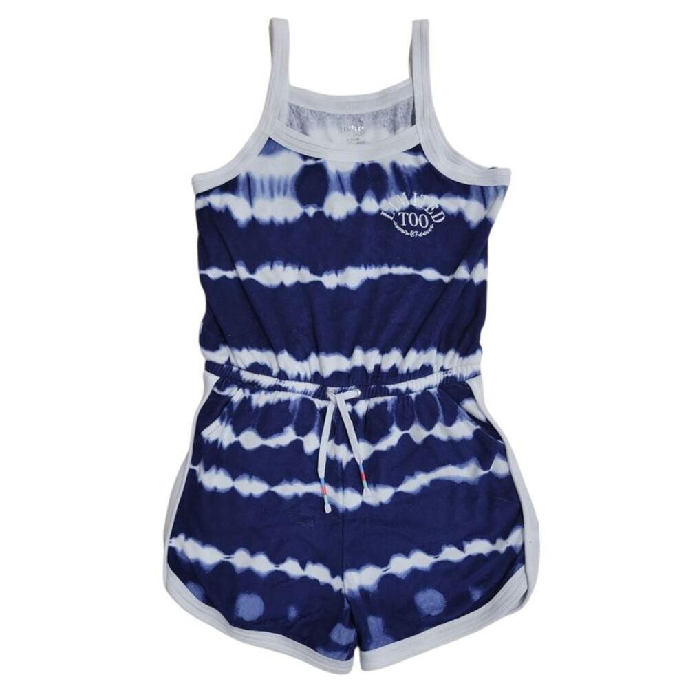 Limited Too Girls French Terry Pockets Sleeveless Pull-On Romper - Navy